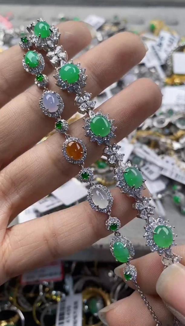 银S925镶嵌戒指翡翠666---6