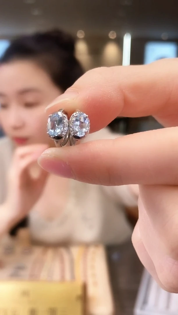 【闪购商品】海蓝宝石耳饰银S925镶嵌09