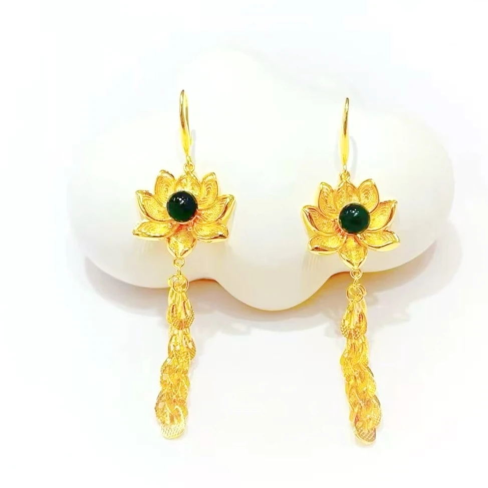 【赵公子专属】时尚经典蓝珀凤尾耳饰合金镶嵌