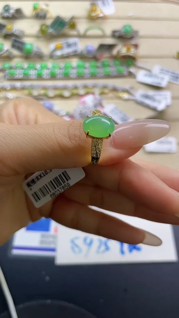 银S925镶嵌戒指翡翠翡翠 蛋面 银S925镶嵌