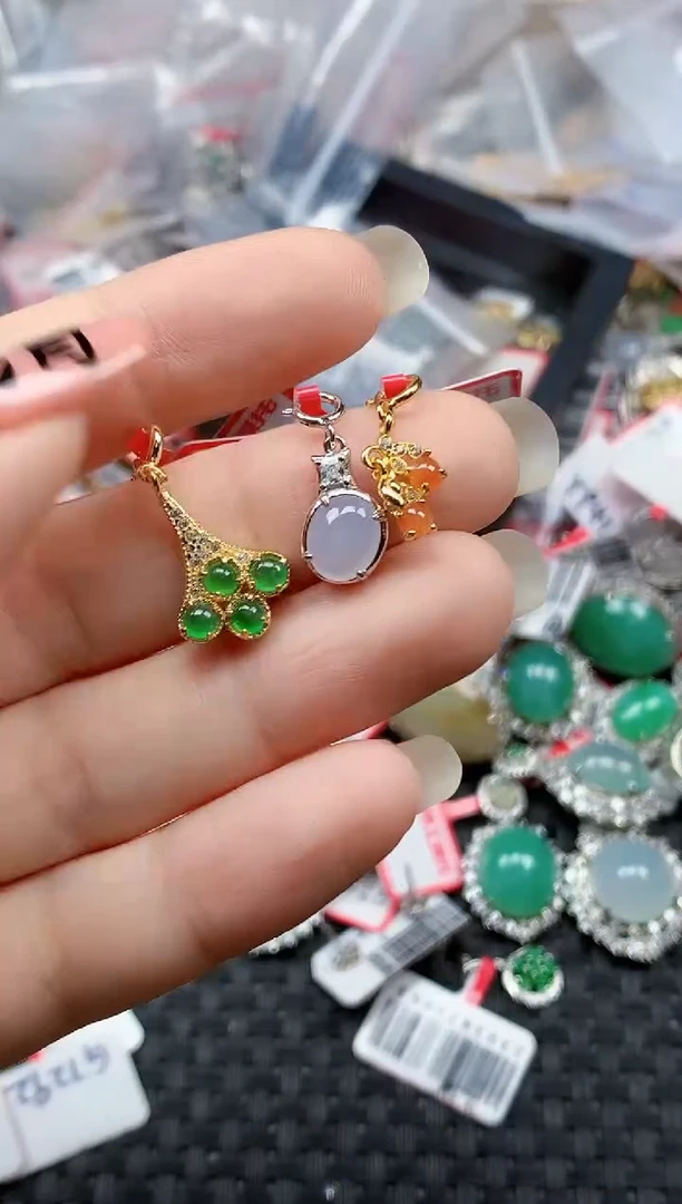 银S925镶嵌戒指翡翠天然A货缅甸翡翠