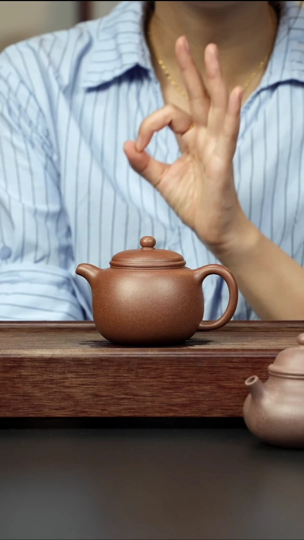 紫砂茶壶桃花泥 匏樽 红色