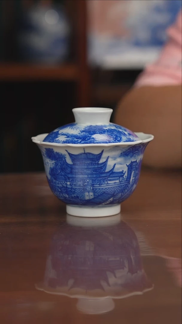 自成堂柴窑青花岳阳楼
