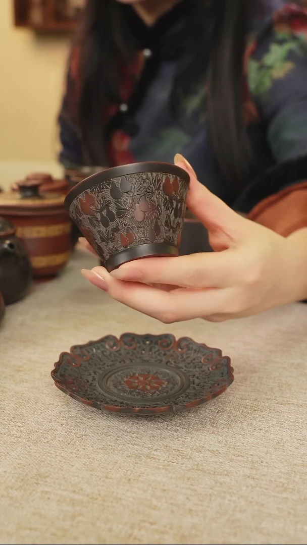 罐知*广西钦州坭兴陶斗笠杯垫