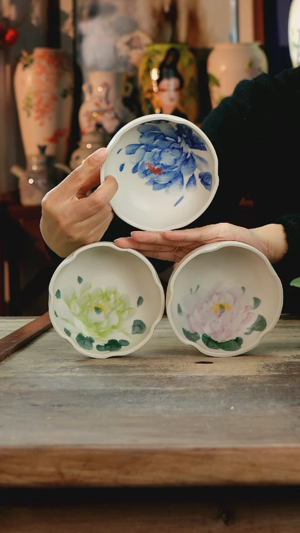 【闪购商品】瓷片景德镇纯手工釉下彩精品花瓶