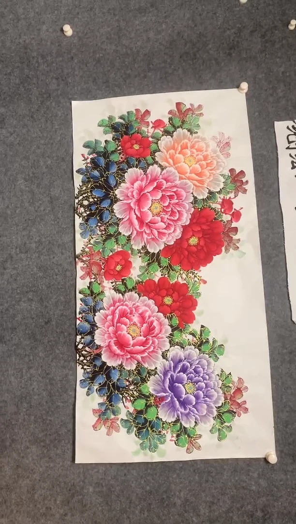 横款花开富贵尺寸136*68