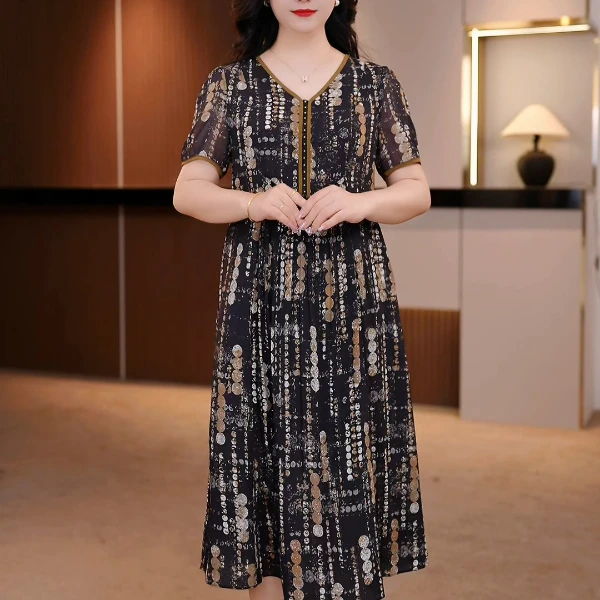 夏季新款大码女装连衣裙遮肉显瘦收腰显瘦[Y]SXE-25-3168