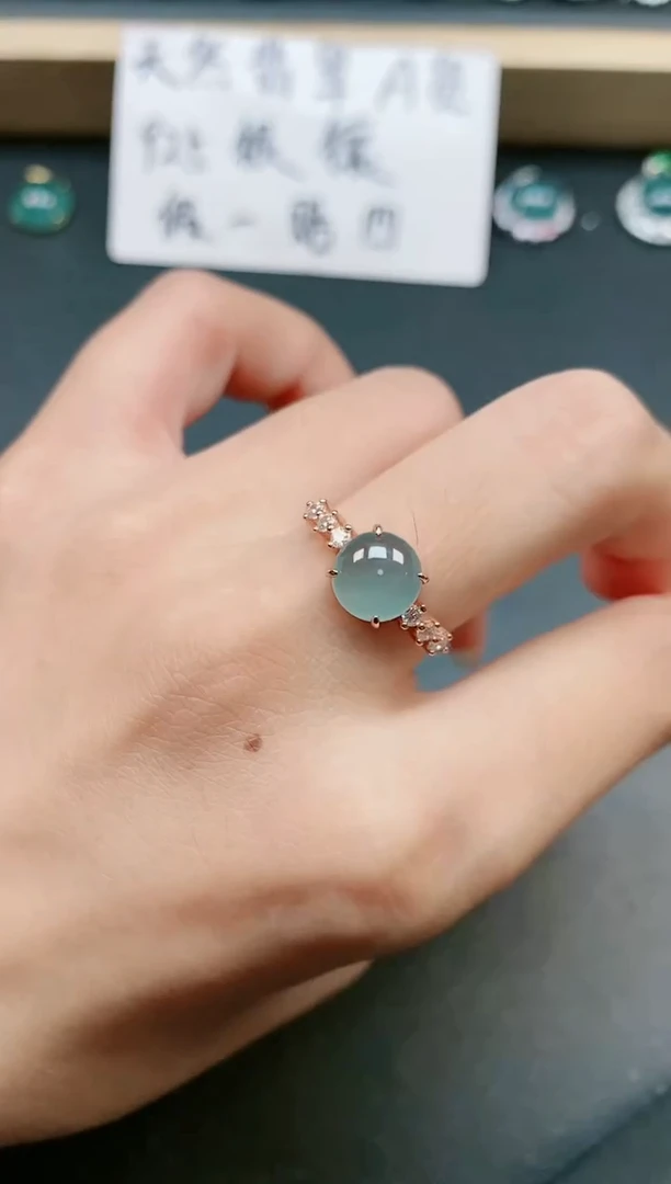 翡翠戒指银S925镶嵌1111