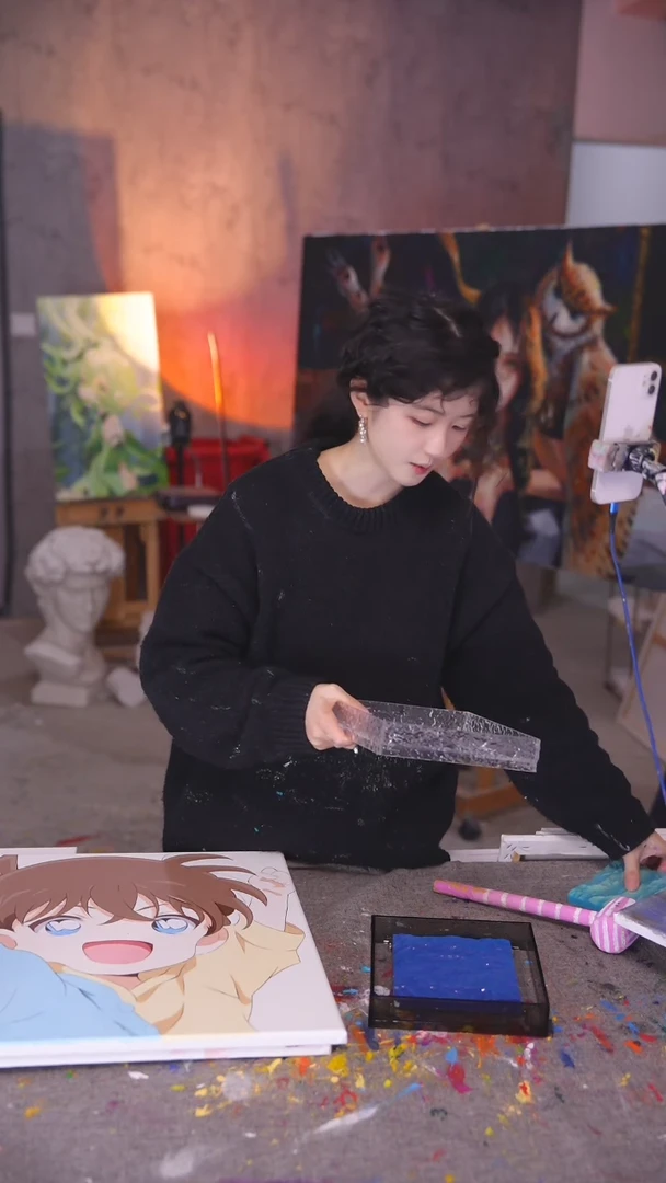 【闪购商品】油画深蓝色海洋雕塑画