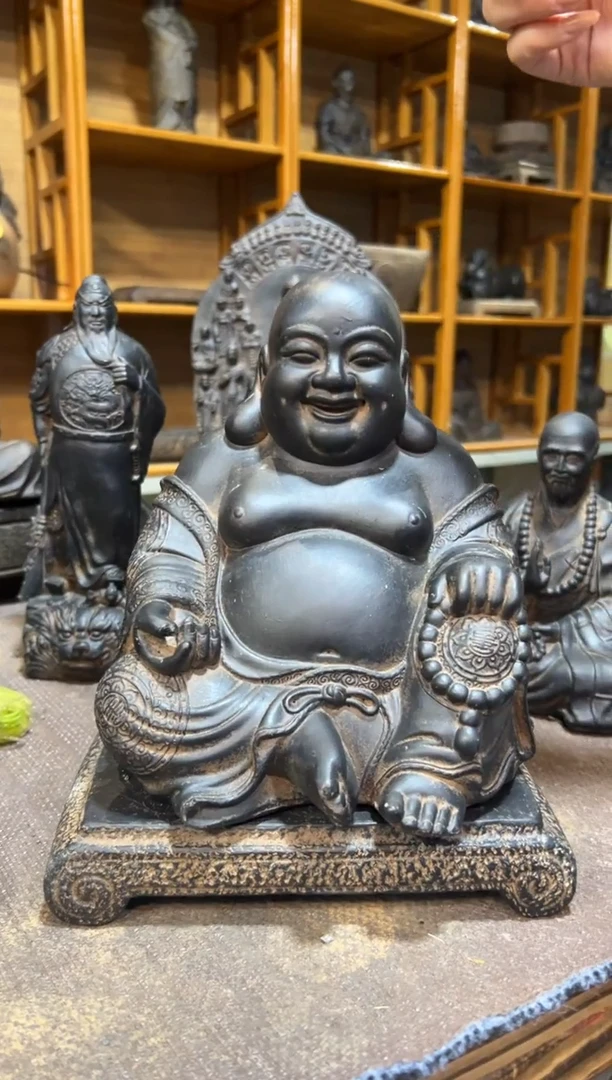 陶土【火山泥】大肚佛+小江枫底座
