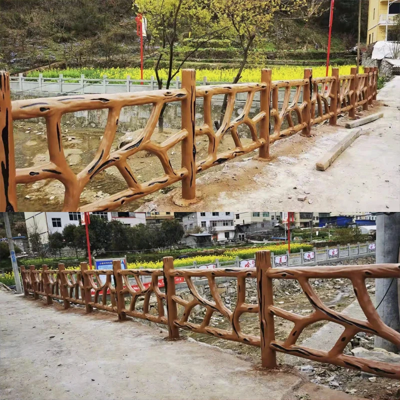 仿藤水泥护栏仿藤款围栏景区河道园林鱼塘新农村混凝土仿藤护栏