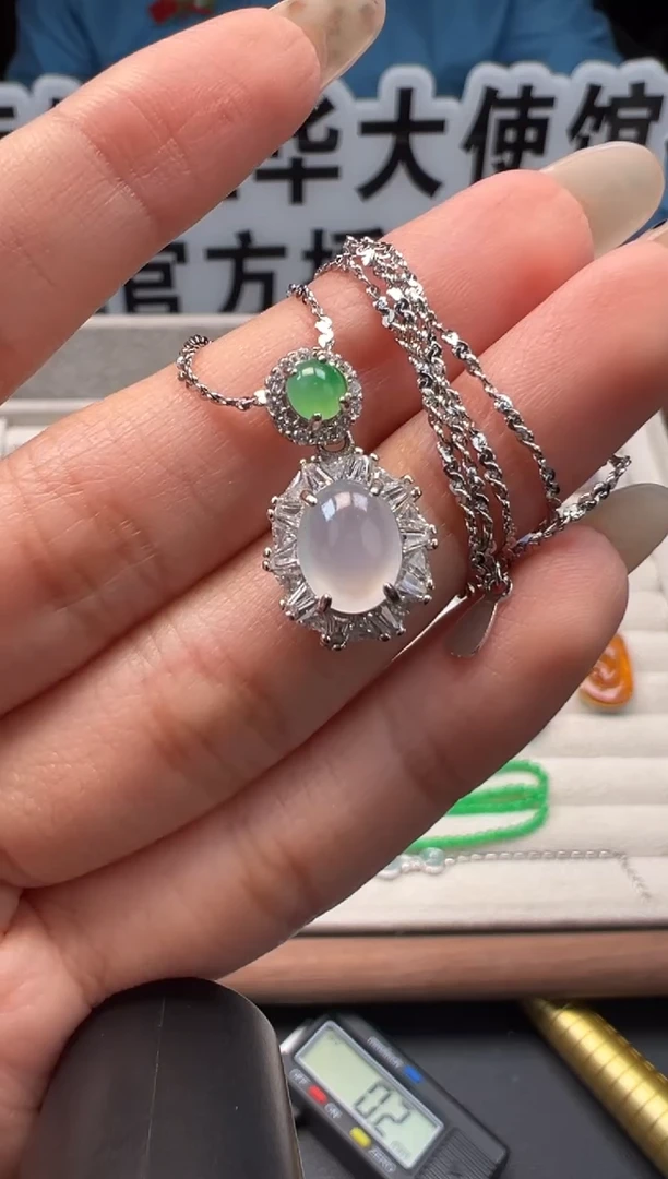 项链银S925镶嵌翡翠 缅甸珠宝严选