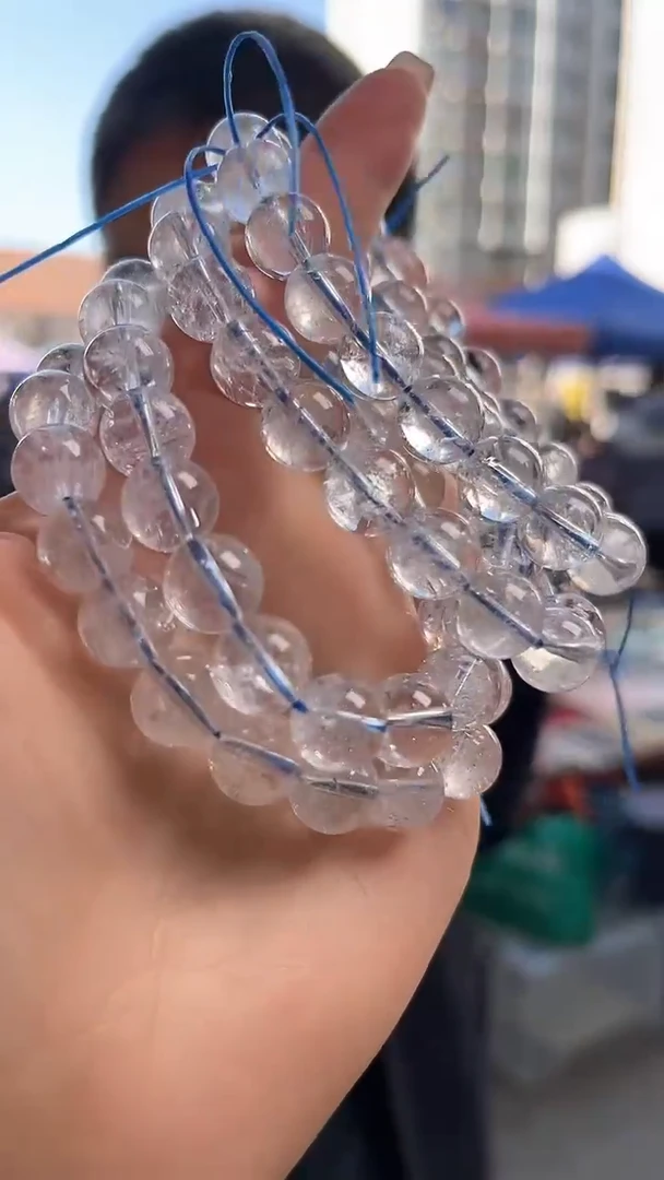 水晶手链未镶嵌天然白阿赛手串多样性发一10mm