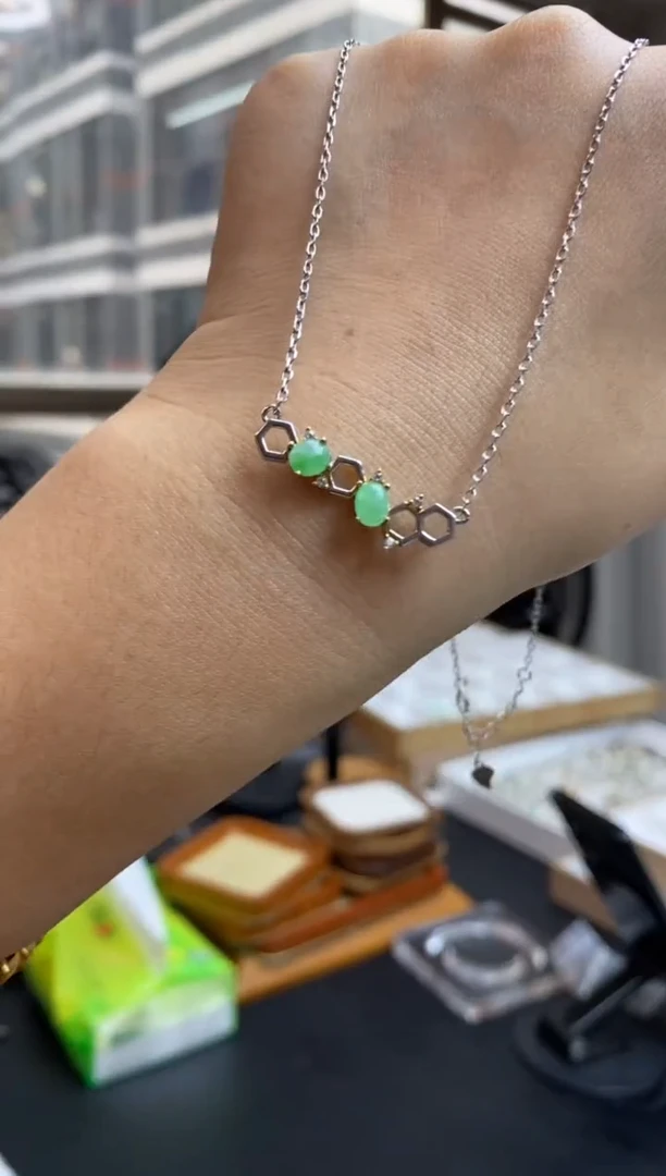 定制翡翠银S925镶嵌翡翠饰品~