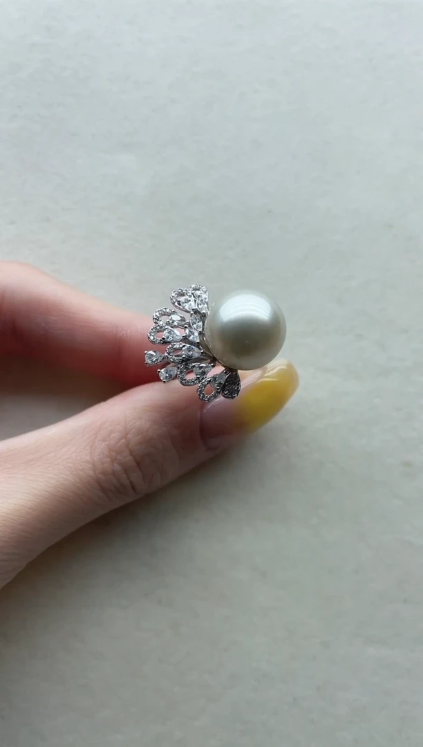 银S925镶嵌海水珍珠戒指38