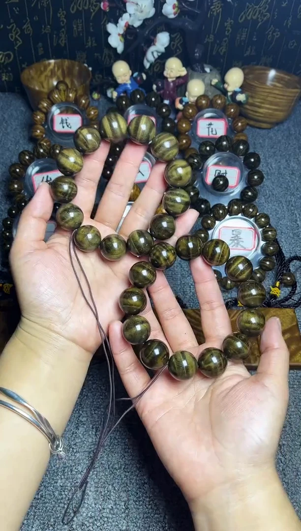 阴沉木手串/手链1.8碳化水波纹128