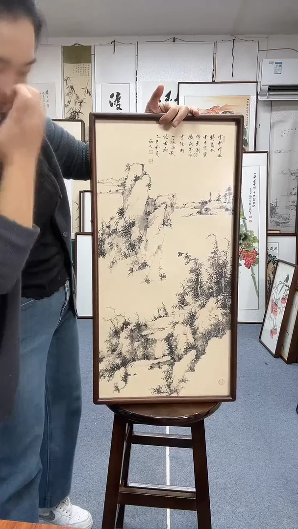 国画尺寸35*68实木画框京东包邮手绘
