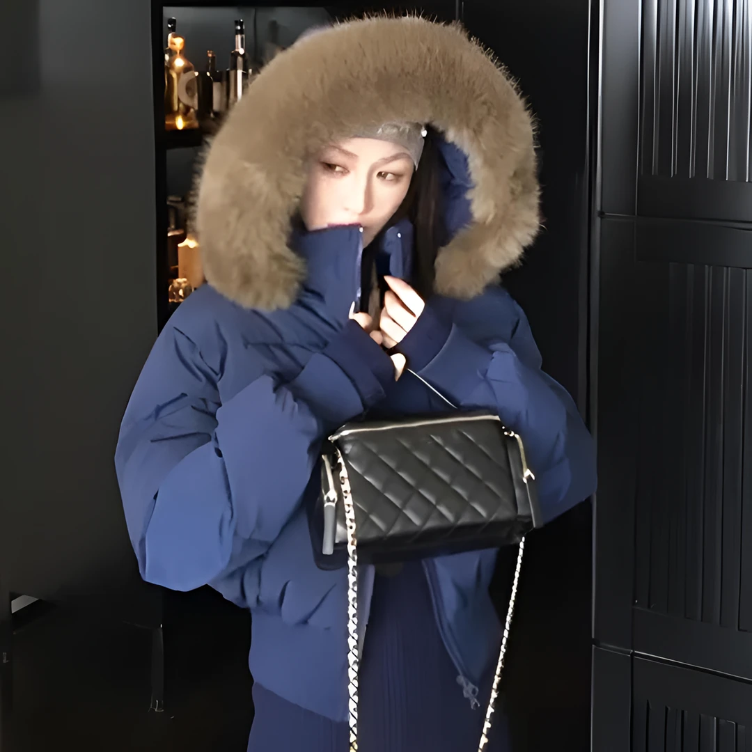 芬兰雪镜棉服时尚收腰棉衣显瘦高级感加厚棉袄短款保暖外套百搭