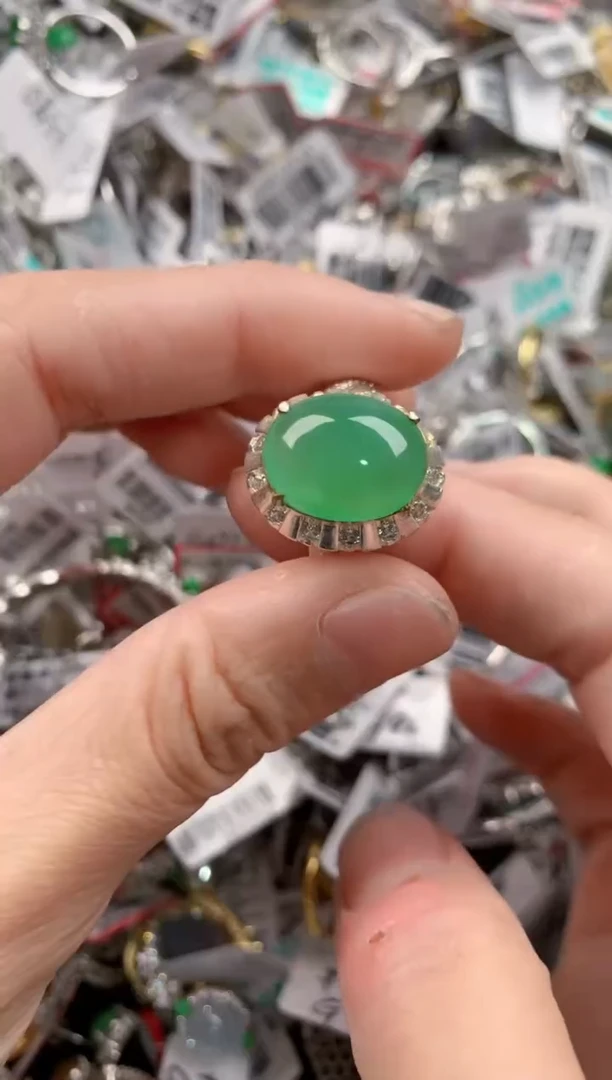 银S925镶嵌戒指翡翠222   4