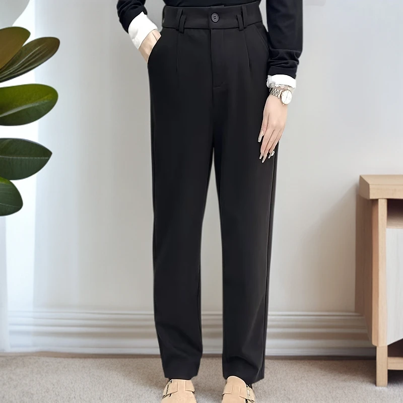 冬季2024新款宽松显瘦显高美式时尚呢料保暖哈伦裤