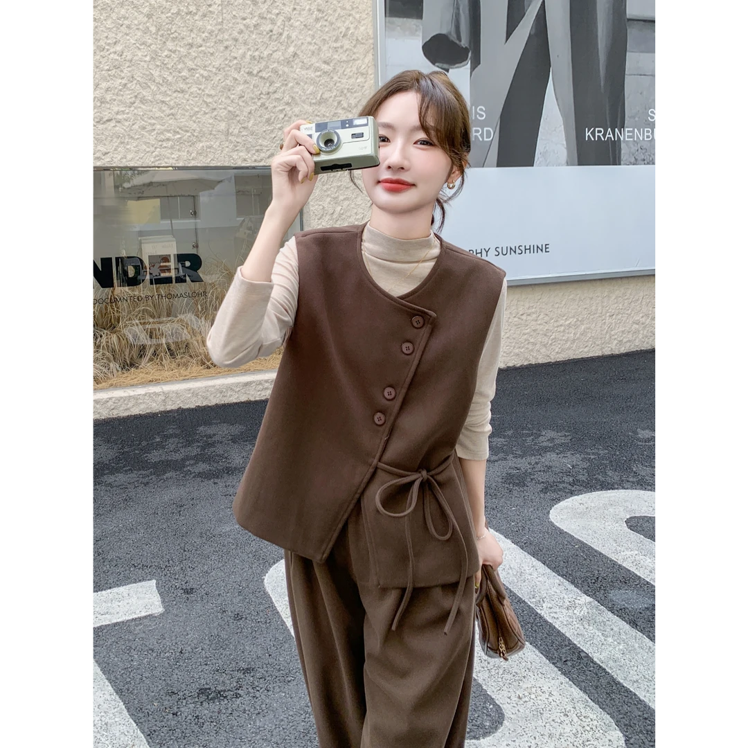 〈纪朵研〉1259高级感套装女西装马甲阔腿裤子韩系连衣裙轻熟风