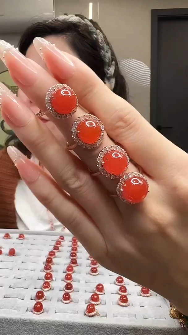 银S925镶嵌戒指南红玛瑙/多样性发其一