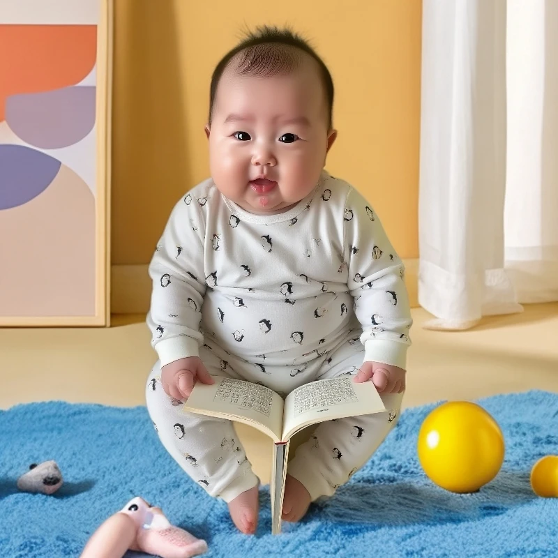 东甲 婴幼儿春秋睡衣家居服两件套男女宝宝秋款套装双面纯棉棉毛