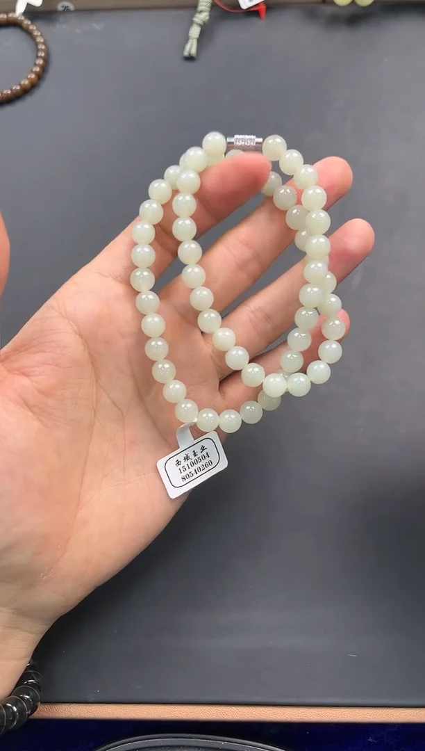 未镶嵌手串和田玉且末青白妈妈链卡8微色差