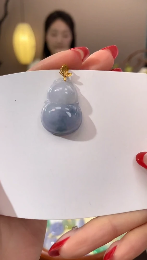 【闪购商品】翡翠颈饰18K金镶嵌天然缅甸a货翡翠