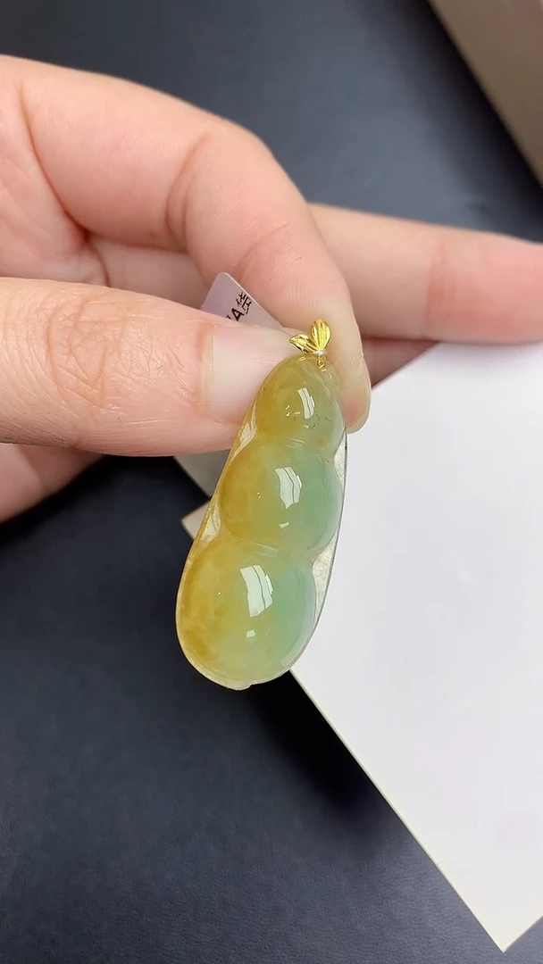 颈饰18K金镶嵌翡翠天然缅甸A货百元以上9元证书费自理