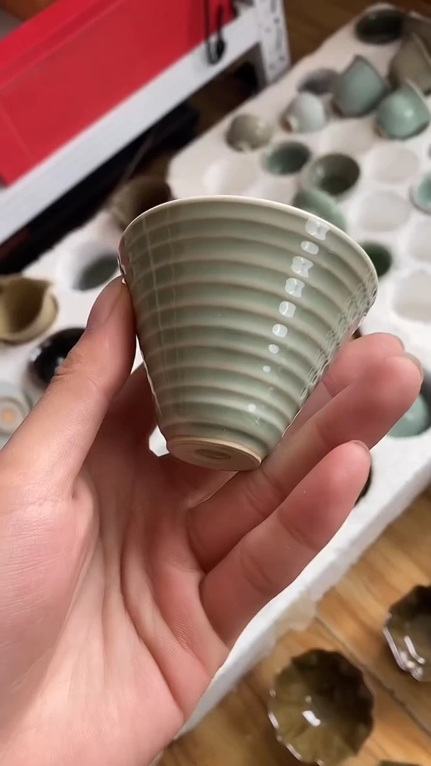 【山隐青瓷】龙窑柴烧杯子    微瑕