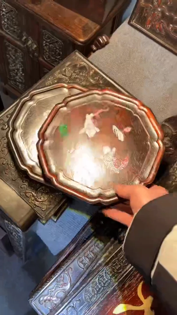 非洲紫檀（红花梨）赏盘25CM鱼的