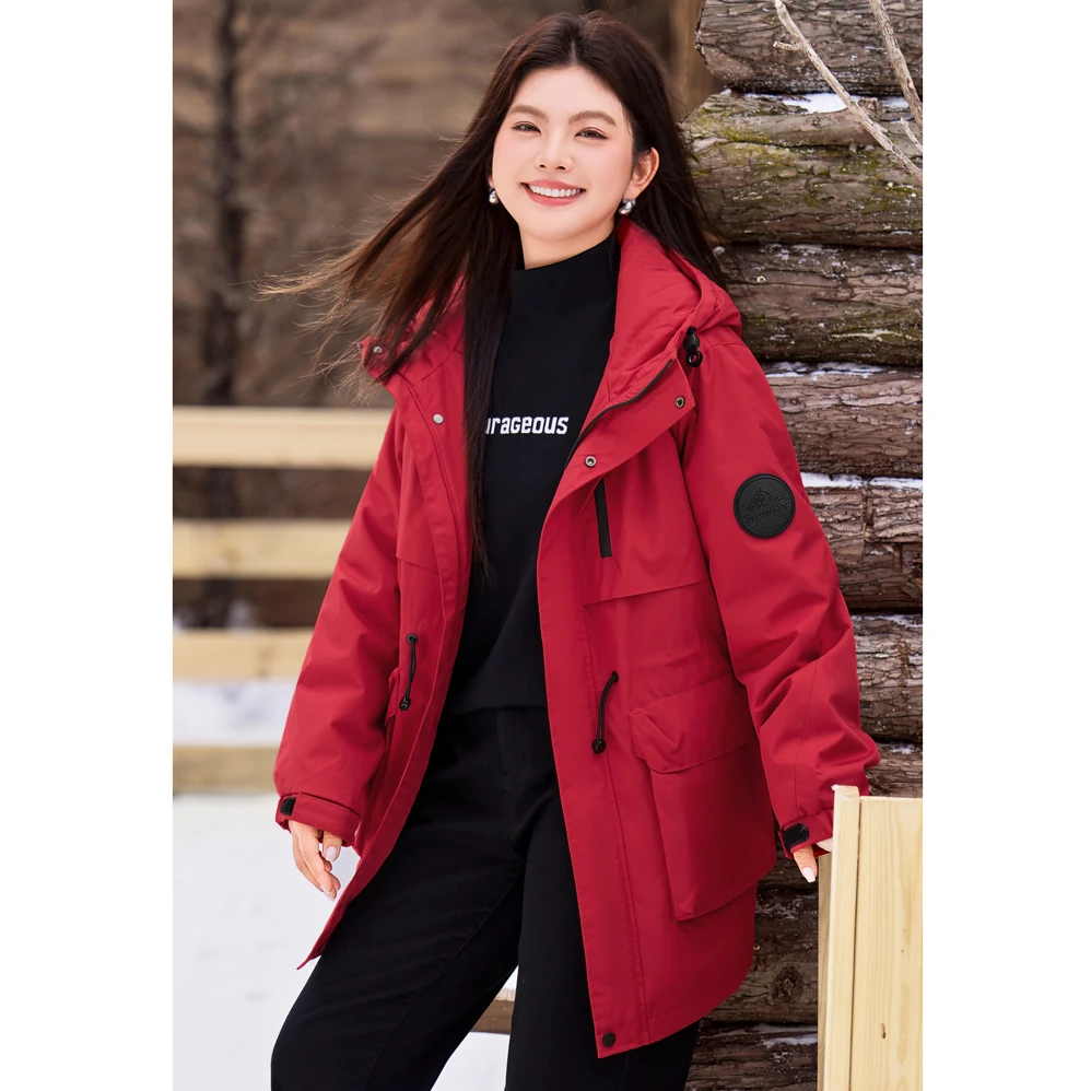 【现货三防90白鸭绒保暖抗寒羽绒服】MsShe大码女装冬连帽M2510027