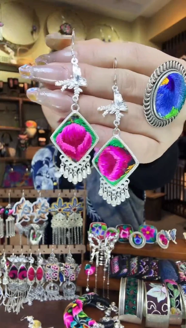 刺绣非遗刺绣民族风耳环