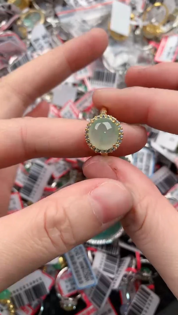 银S925镶嵌戒指翡翠5555----5