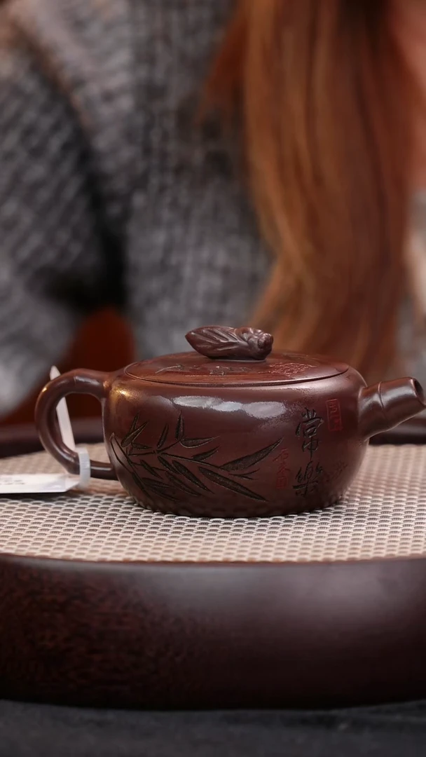 茶壶紫砂宜兴紫砂壶知足常乐h08083