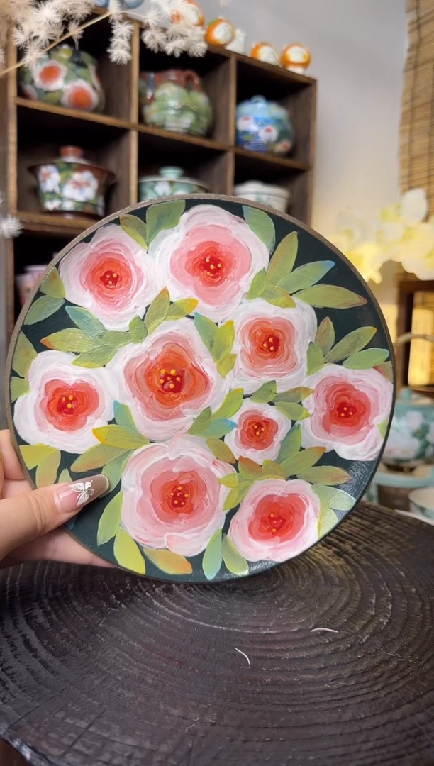 【闪购商品】石一暗夜玫瑰大茶盘