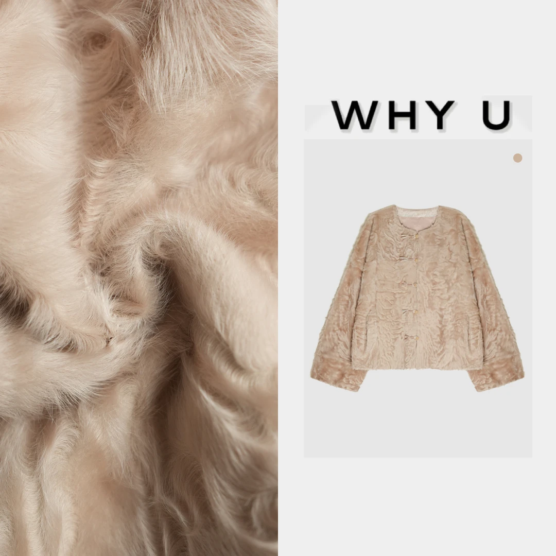 粉色皮毛一体皮草外套皮衣气质时尚外套24AW【扶风】