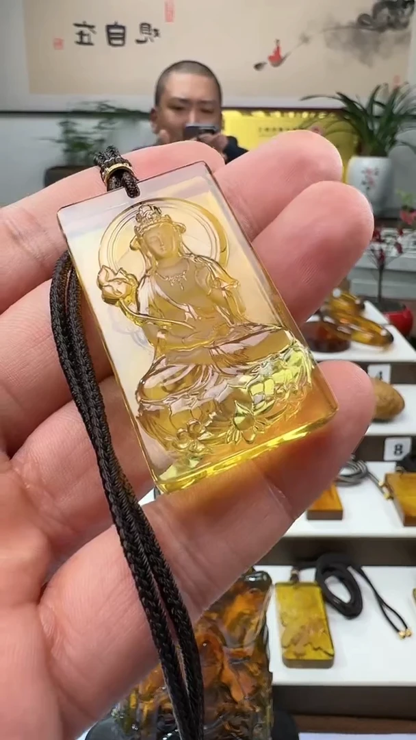 【闪购商品】琥珀吊坠(不含链)未镶嵌缅甸琥珀大势至方牌吊坠