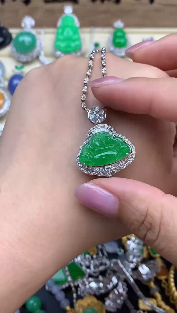 翡翠18K金镶嵌吊坠(不含链)517-春日珠宝