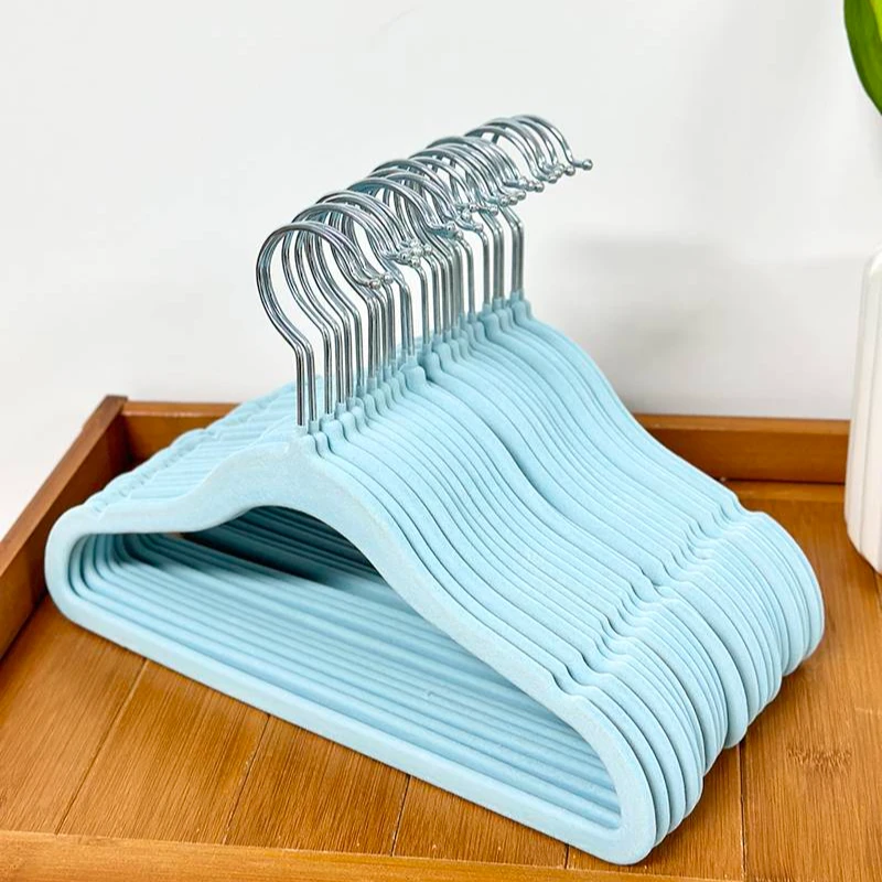 KE013#家用儿童无痕挂衣架植绒衣架-50/个35cm