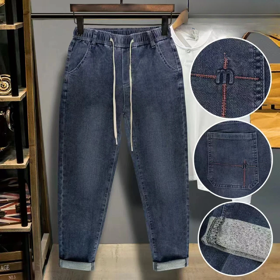 55男士宽松弹力男松紧腰男士休闲牛仔裤春季夏季男士