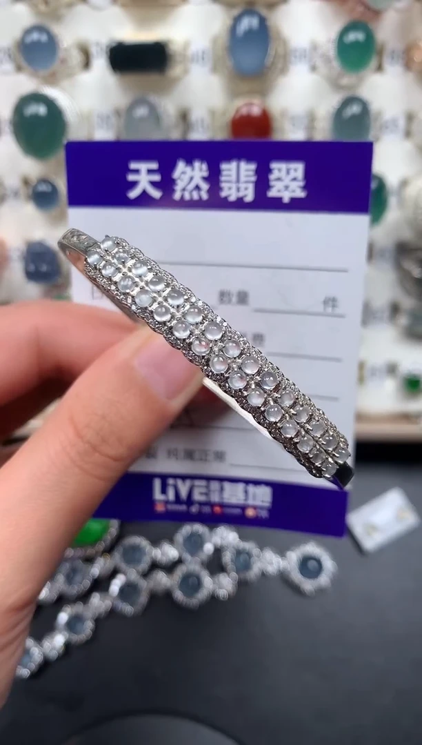 银S925镶嵌手镯翡翠485