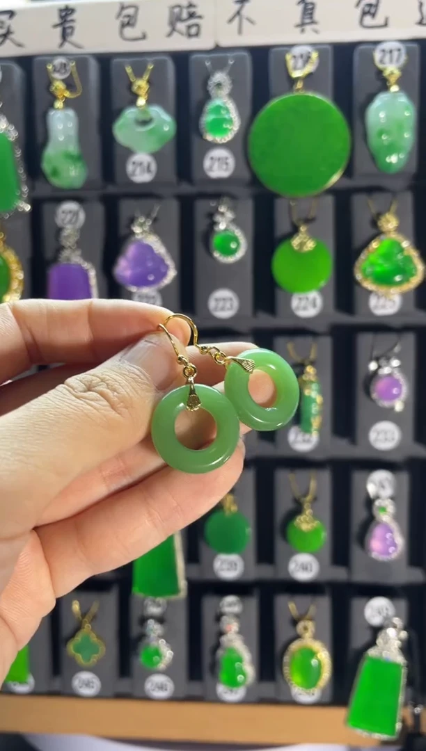 和田玉银S925镶嵌耳饰010