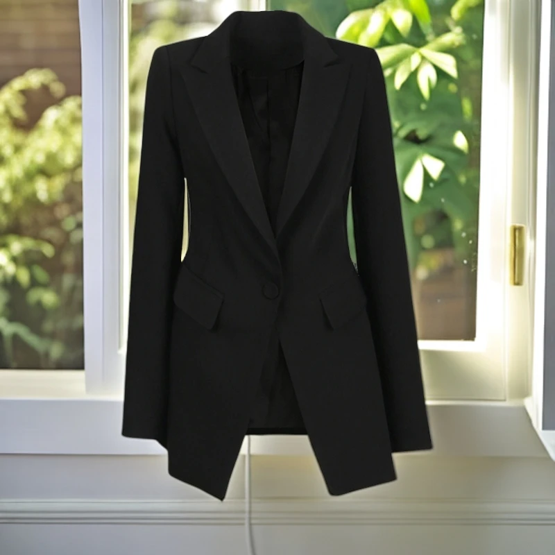 春秋网红女士职业春秋一粒扣长袖春秋女款韩系黑色气质西装小西装