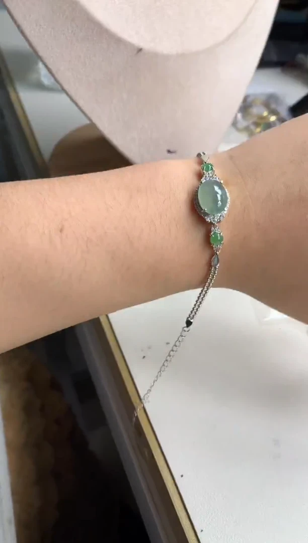 银S925镶嵌戒指翡翠手链5