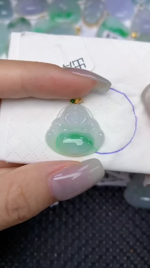 颈饰18K金镶嵌翡翠 天然缅甸翡翠a货百元以上9元证书费自理