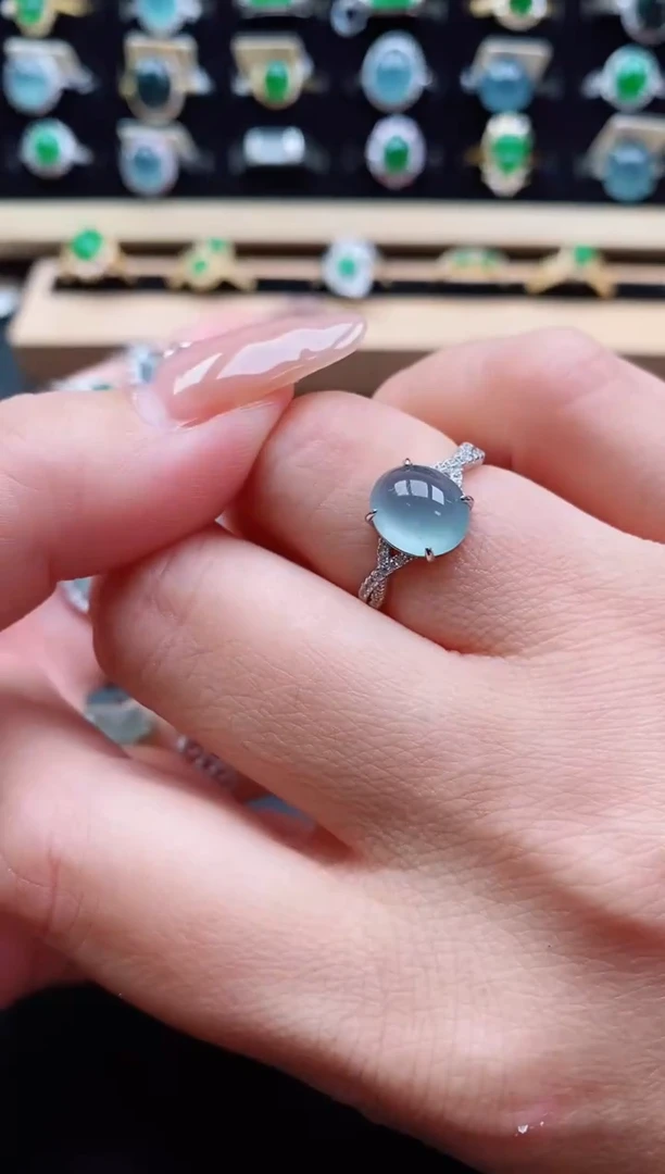 银S925镶嵌戒指翡翠1