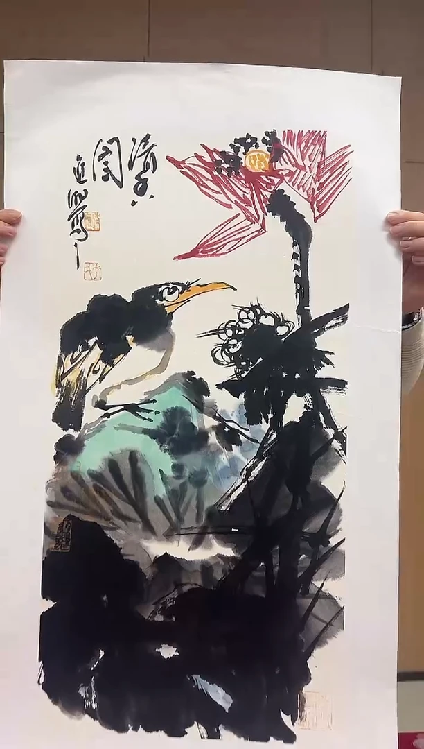 国画李进潮绘画2pc花鸟