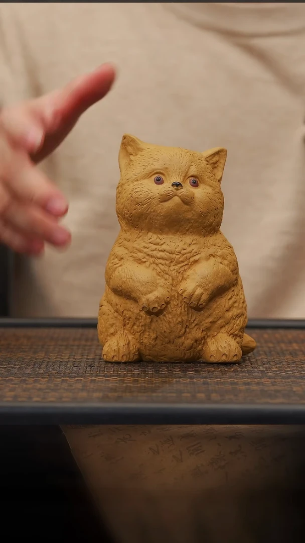 【闪购商品】紫砂茶壶10空山造器  猫咪/黄金段